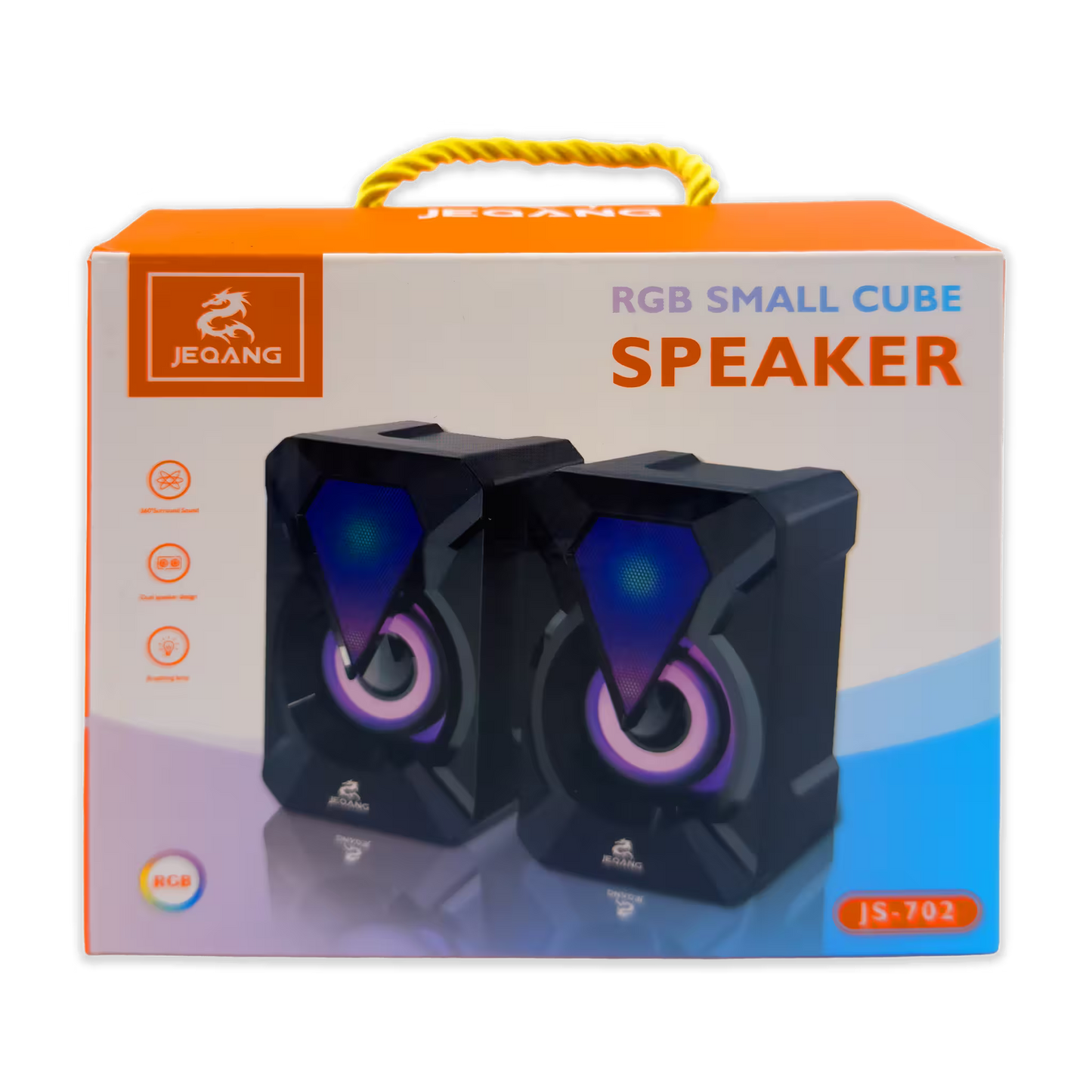 Parlantes RGB JEQANG JS-702 – Cubo Compacto | Sonido 3D Envolvente | USB 5V