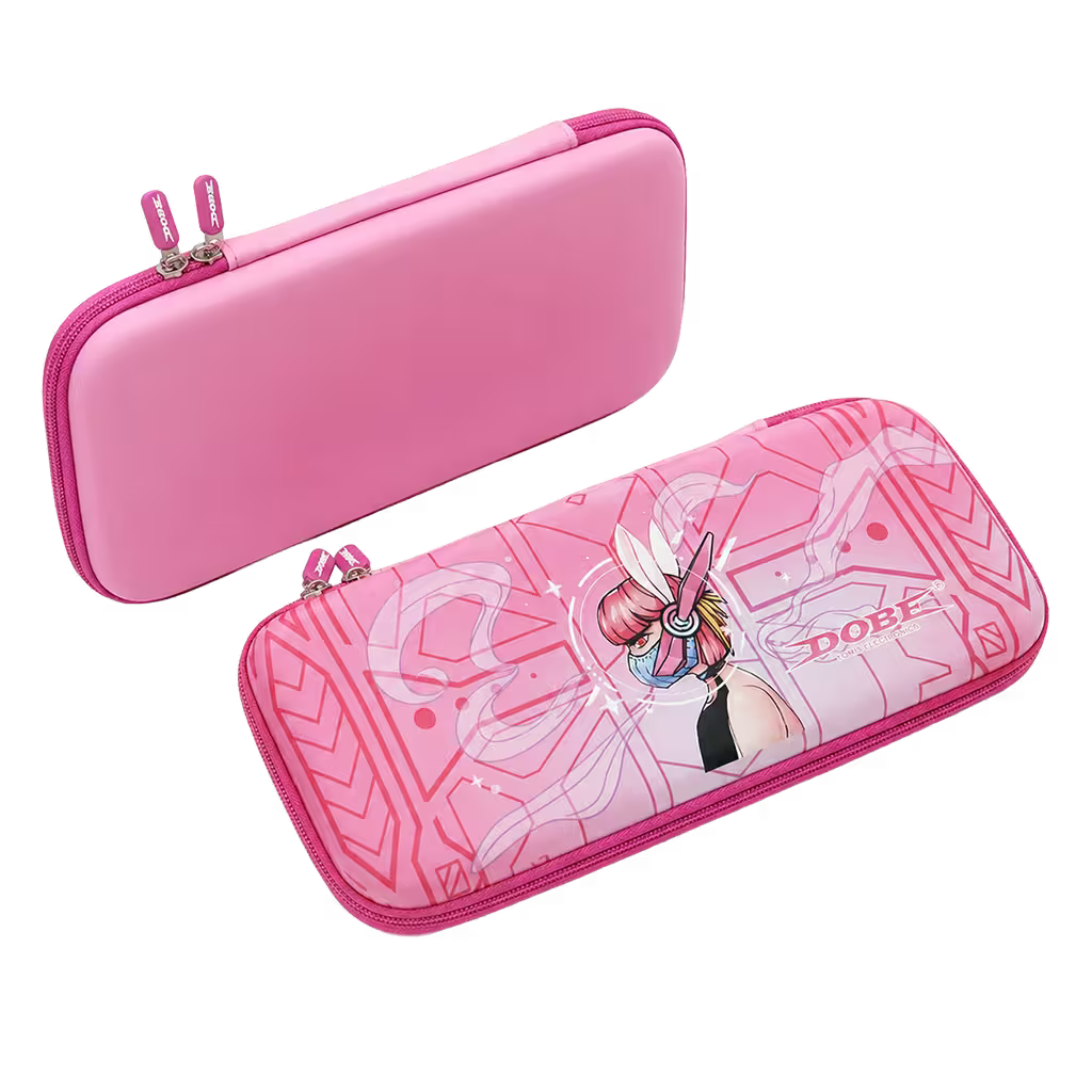 Estuche Rígido Nintendo Switch 1 y OLED – Diseño Rosa Anime | 10 Cartuchos | Bolsillo Malla | Para Ellas