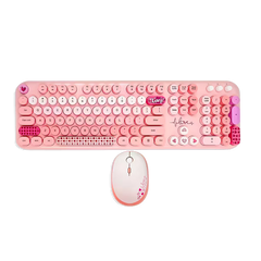 Combo Teclado y Mouse Inalámbrico MOFII Lovely — Rosado | Full-Size 104 Teclas Redondas DPI Ajustable | 2.4G