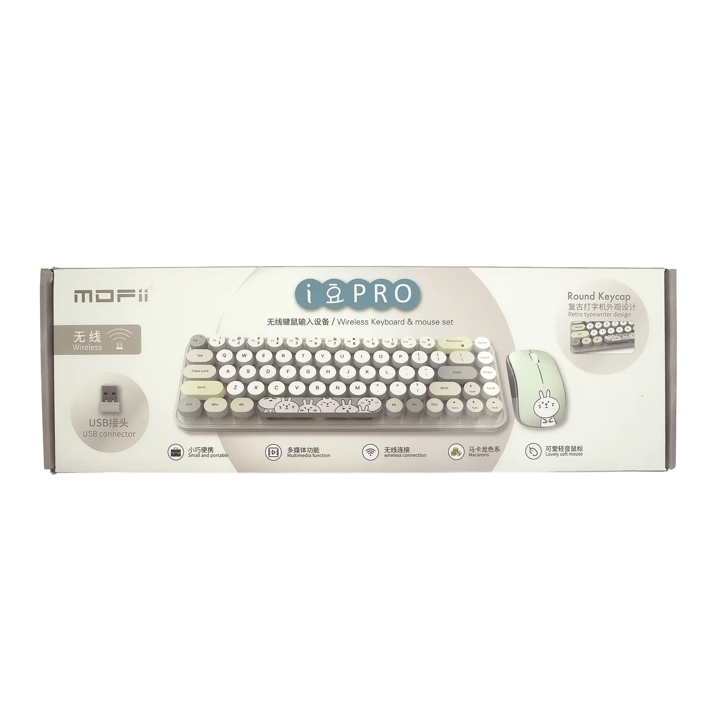 Combo Teclado y Mouse Inalámbrico MOFII I Pro — Azul Kawaii | 68 Teclas Redondas 2.4G Receptor Único