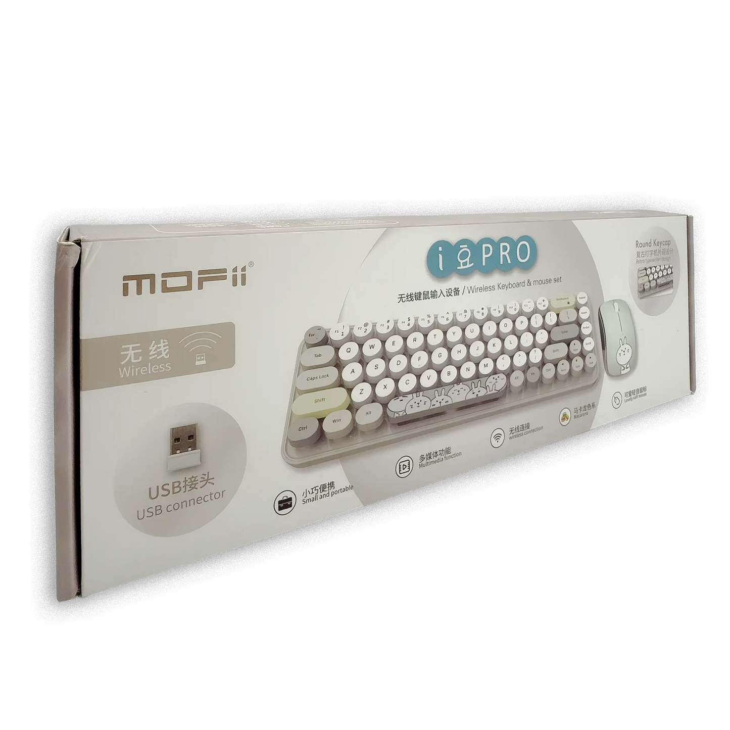 Combo Teclado y Mouse Inalámbrico MOFII I Pro — Rosado Kawaii | 68 Teclas Redondas 2.4G Receptor Único