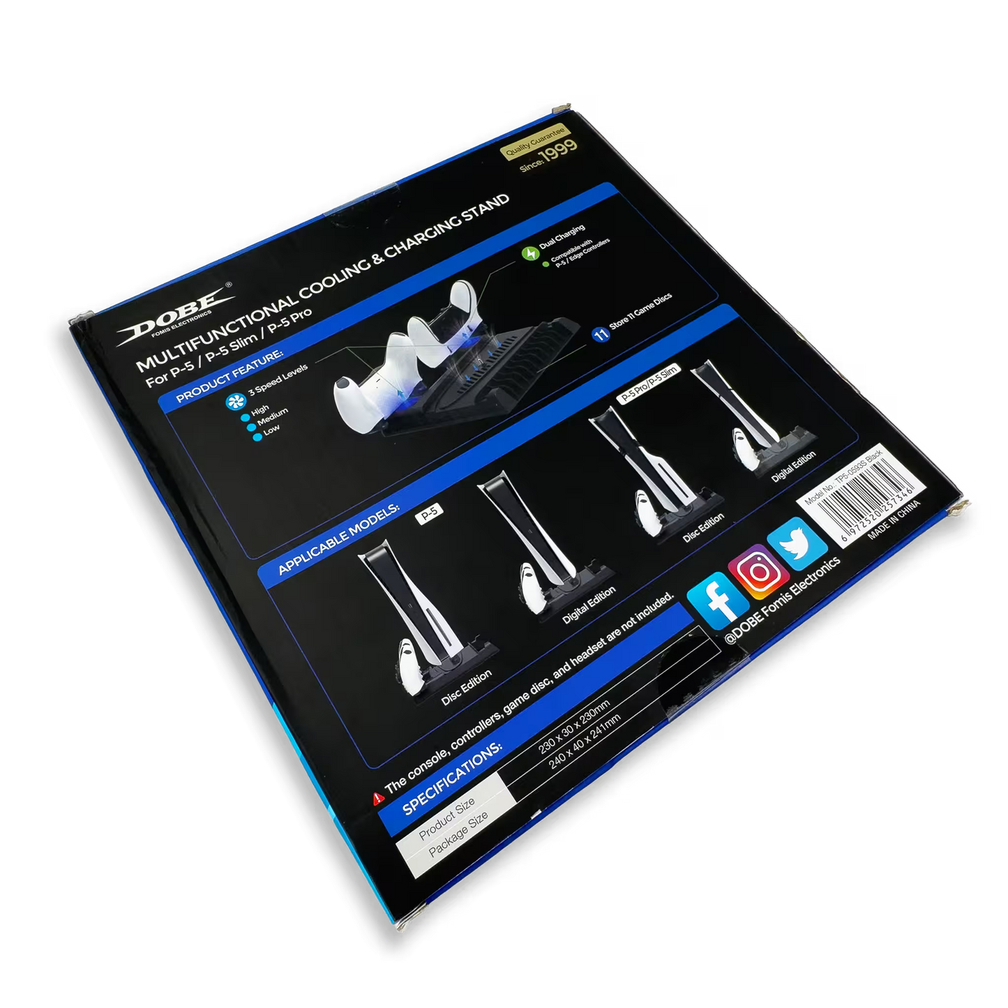 SOPORTE DE CARGA DUAL, ALMACENAMIENTO Y VENTILACIÓN MULTIFUNCIONAL RGB -DOBE | PLAY 5