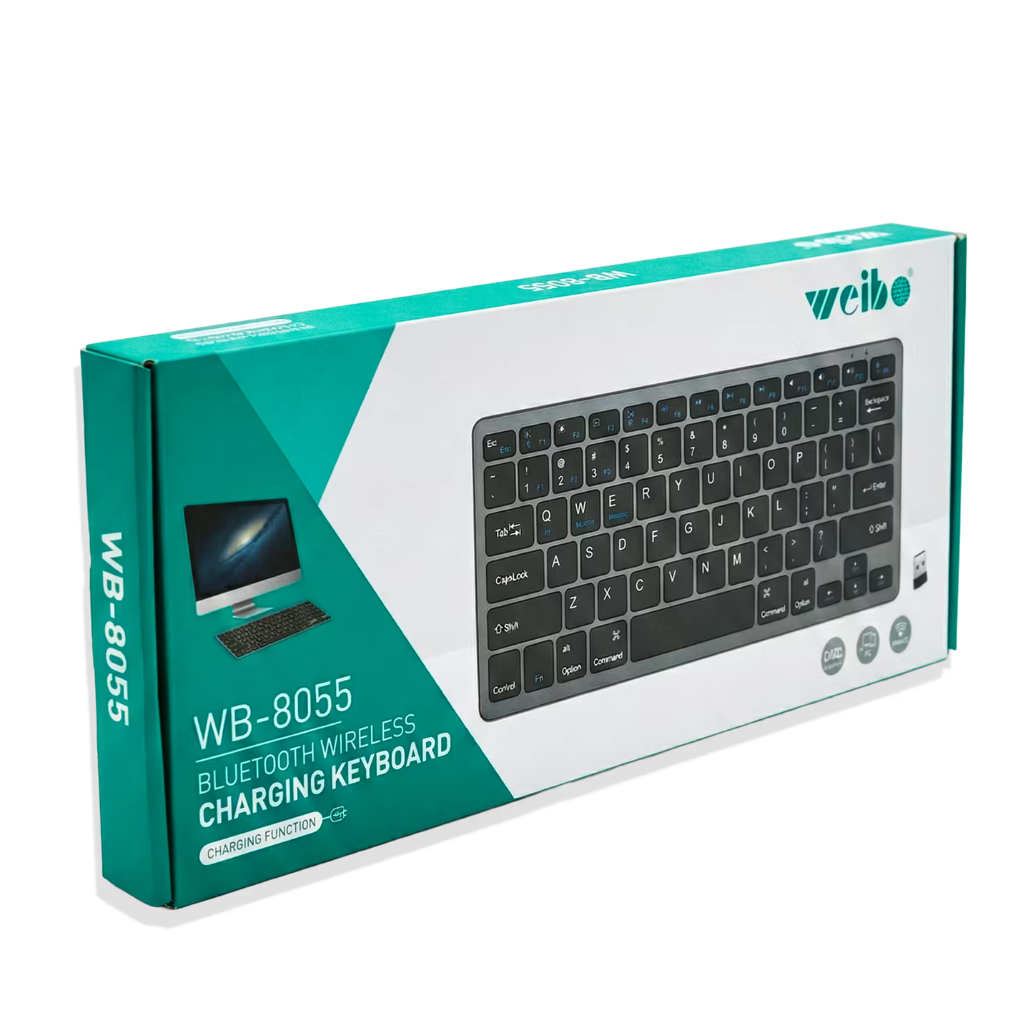 Teclado Inalámbrico Weibo WB-8055 Bluetooth 5.0 - 3 Modos...