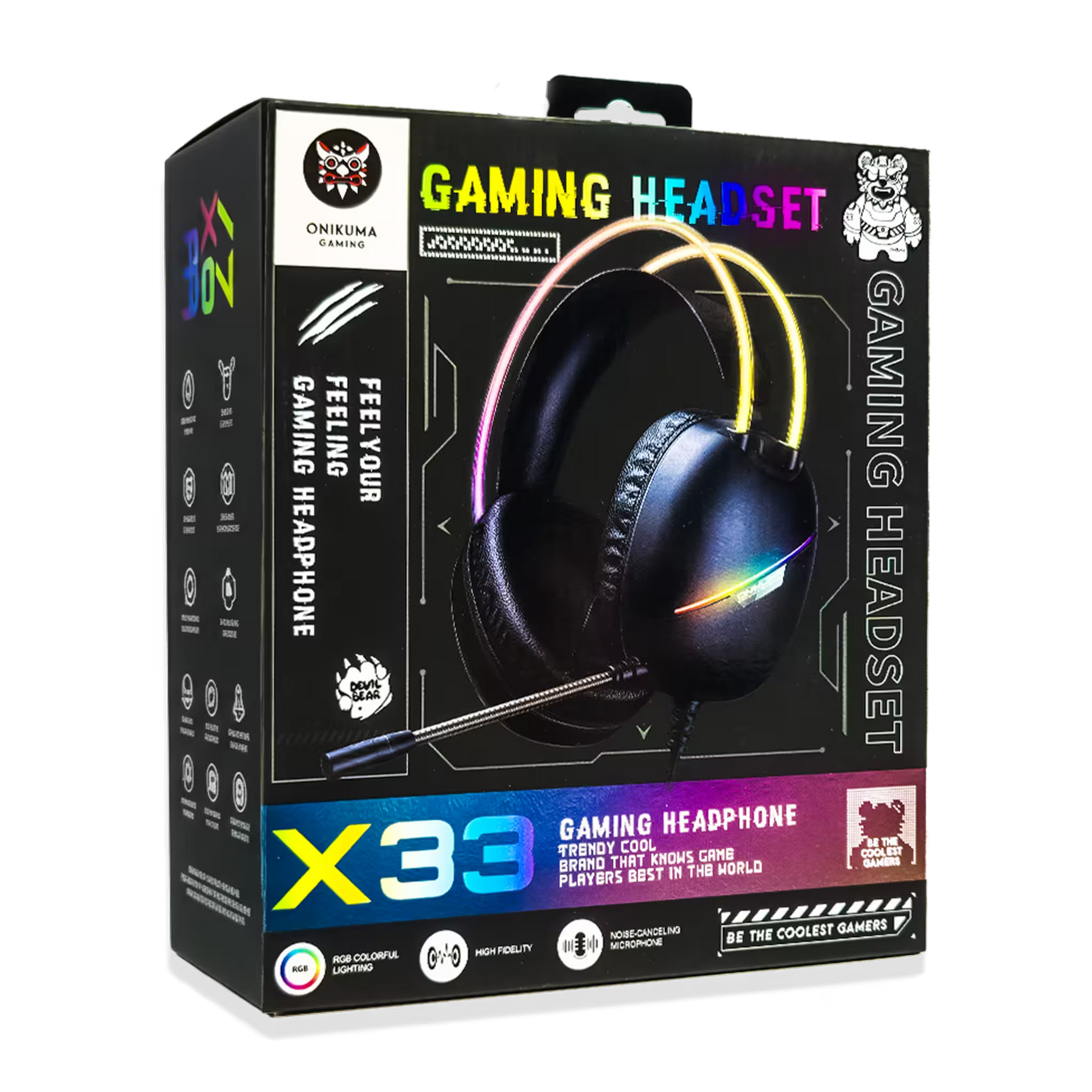 Diadema Gamer ONIKUMA X33 RGB Negra – Drivers 50mm | USB-C | Mic Cancelación Ruido