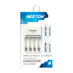 Cargador de Pilas AA/AAA x4 Ranuras + 4 Pilas AA Recargables 1500mAh Incluidas | Protección Inteligente