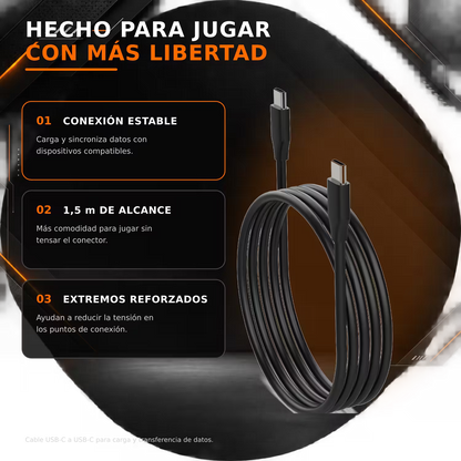 Cable USB-C a USB-C DOBE 1.5m  – Carga Rápida 5V/3A + Datos 480Mbps | Nailon Trenzado