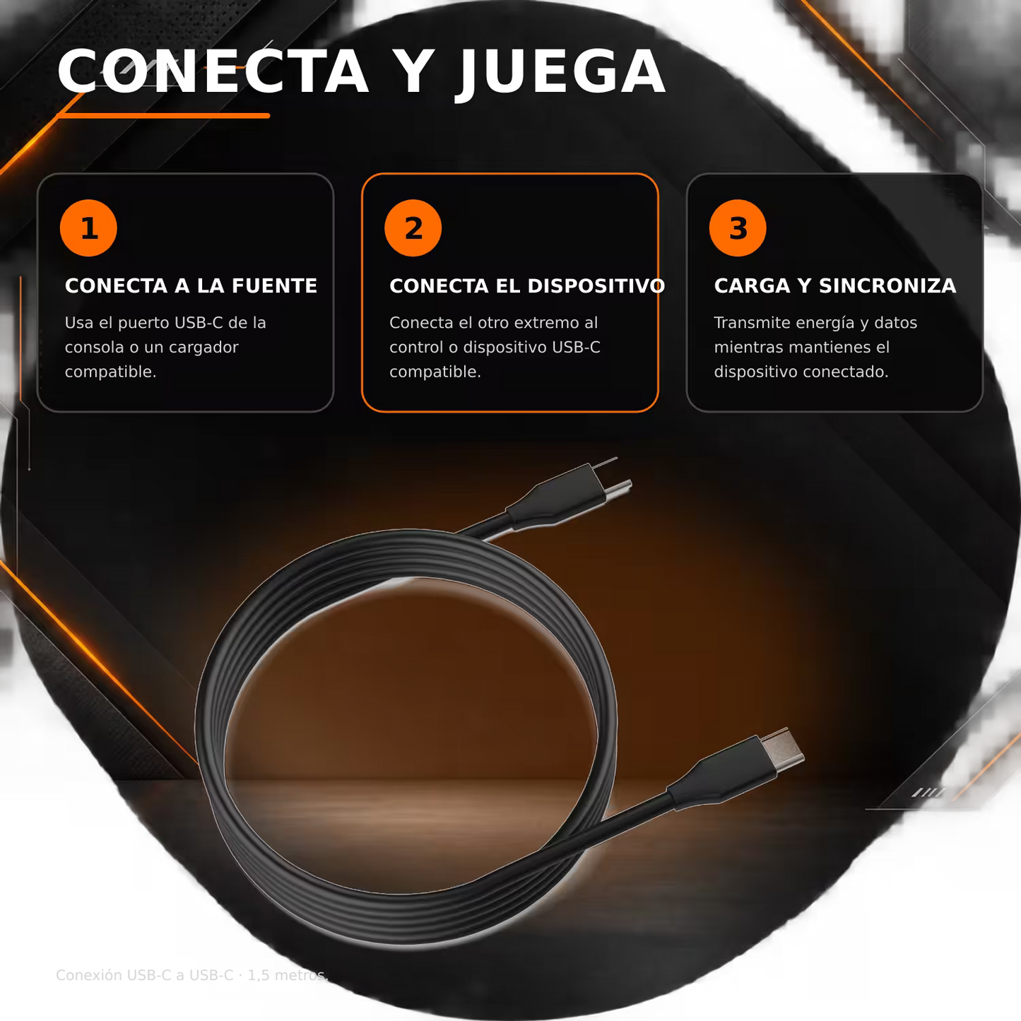 Cable USB-C a USB-C DOBE 1.5m  – Carga Rápida 5V/3A + Datos 480Mbps | Nailon Trenzado
