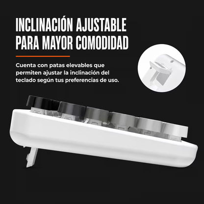 Combo Teclado y Mouse Recargable MOFii Sweet Pro – Dual Bluetooth + 2.4G | Retro Vintage Blanco-Gris | Para Ellas