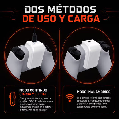 Batería Externa Recargable DOBE 1500mAh Control PS5 DualSense | Indicador LED Type-C