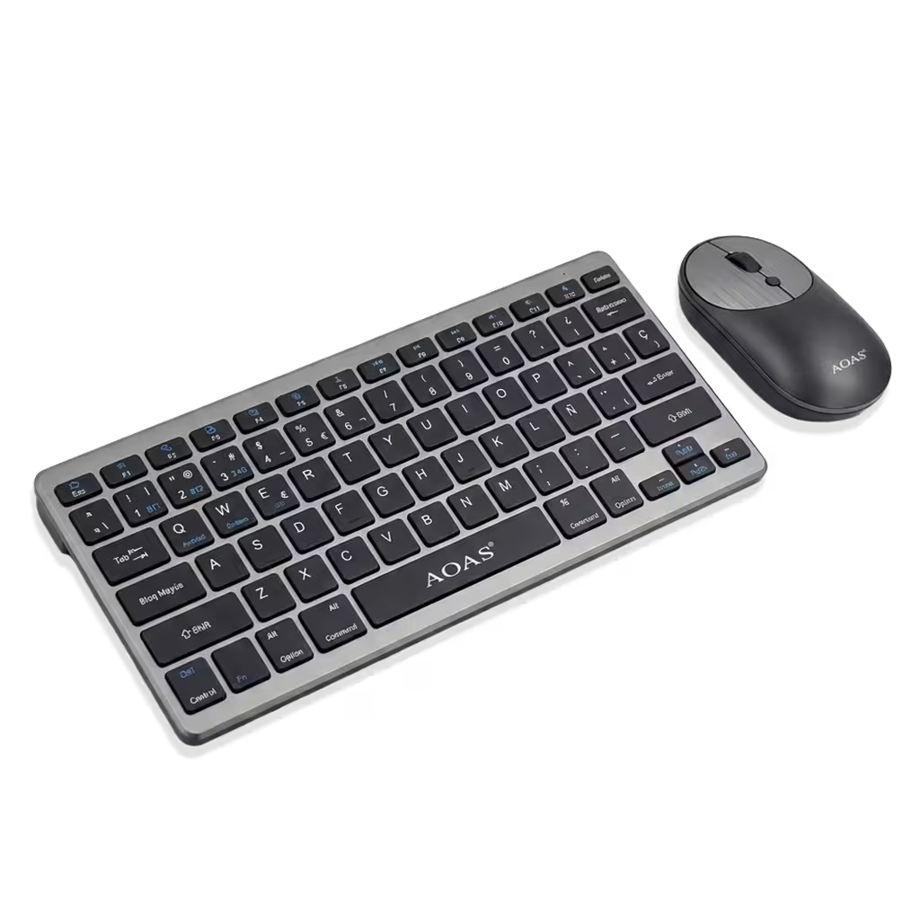 Combo Teclado y Mouse Inalámbrico AOAS A-1011B Recargable - 3 Modos Bluetooth 2.4G USB-C