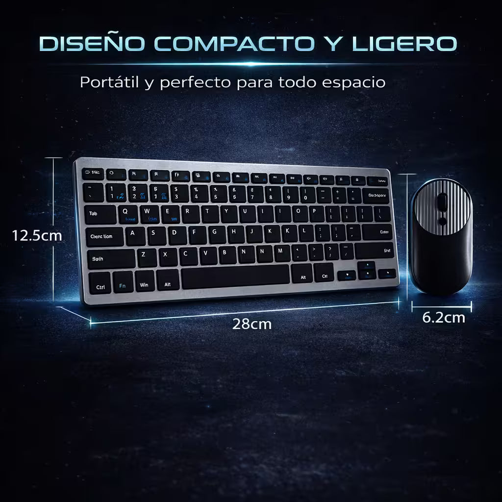 Combo Teclado y Mouse Inalámbrico AOAS A-1011B Recargable - 3 Modos Bluetooth 2.4G USB-C