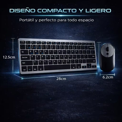 Combo Teclado y Mouse Inalámbrico AOAS A-1011B Recargable - 3 Modos Bluetooth 2.4G USB-C