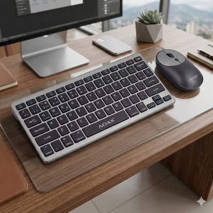Combo Teclado y Mouse Inalámbrico AOAS A-1011B Recargable - 3 Modos Bluetooth 2.4G USB-C