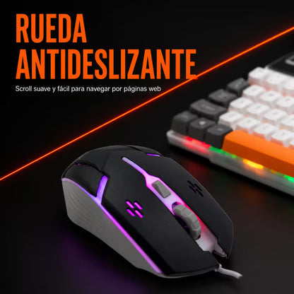 Combo Teclado y Mouse Gamer RGB AOAS A-1020 Blanco USB – 104 Teclas con Ñ | DPI 800/1200/1600