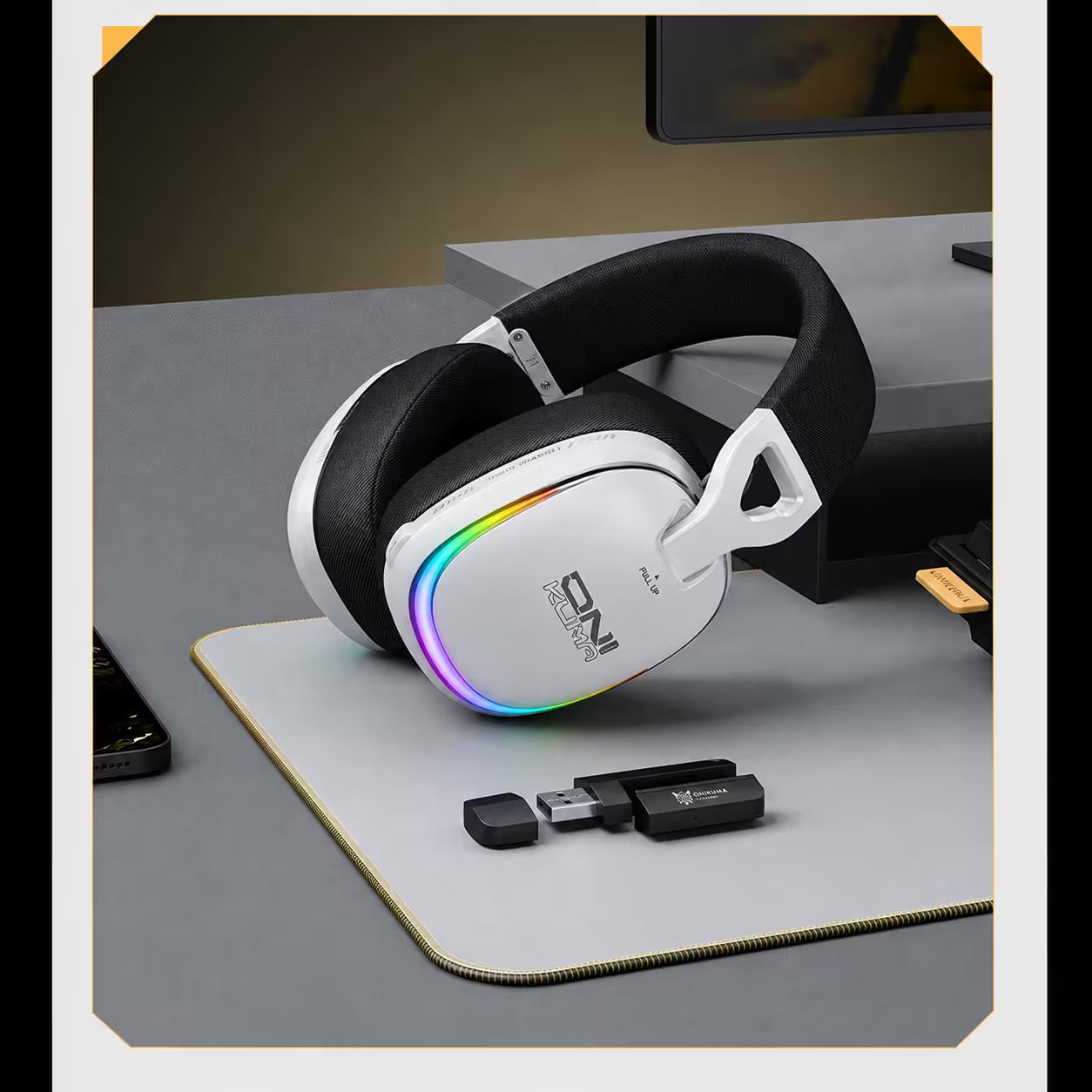 Audífonos Gamer Inalámbricos Onikuma GT805 Blanca| 4 en 1 | Mic Oculto ENC | 60H Batería | PS5, PC, Switch, Móvil