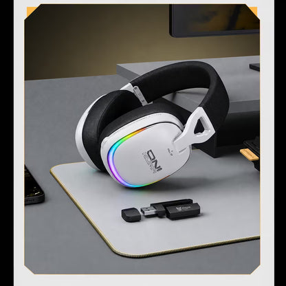 Audífonos Gamer Inalámbricos Onikuma GT805 Blanca| 4 en 1 | Mic Oculto ENC | 60H Batería | PS5, PC, Switch, Móvil