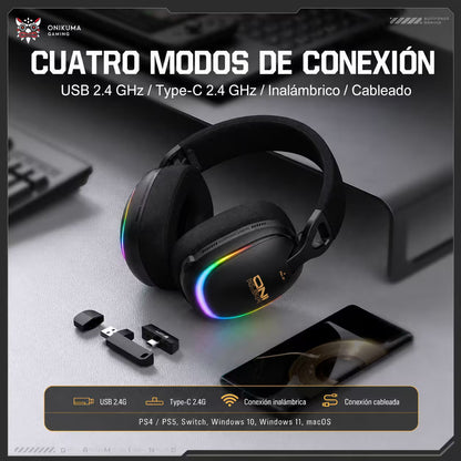 Audífonos Gamer Inalámbricos Onikuma GT805 - vista 5 diadema gamer audífonos