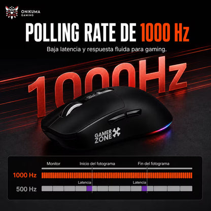 Mouse Gamer Inalámbrico Recargable ONIKUMA DM07 RGB 24000 DPI 1000Hz con Base de Carga
