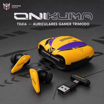 Audífonos Gamer ONIKUMA TX616 Bluetooth 5.4 + 2.4GHz con ENC y Estuche de Carga