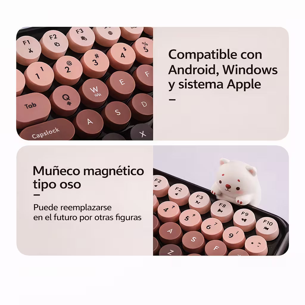 Teclado Inalámbrico Mofii Anni - Degradado Verde | 84 Teclas Redondas | Triple Conexión BT+2.4G | Osito Magnético