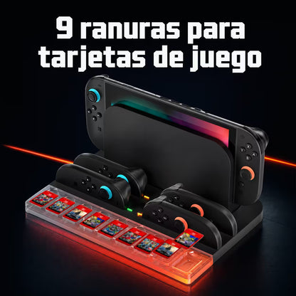 Base de Carga y Almacenamiento All-in-One Nintendo Switch 2 – RGB 7 Modos | 4 Joy-Con | 9 Tarjetas | USB