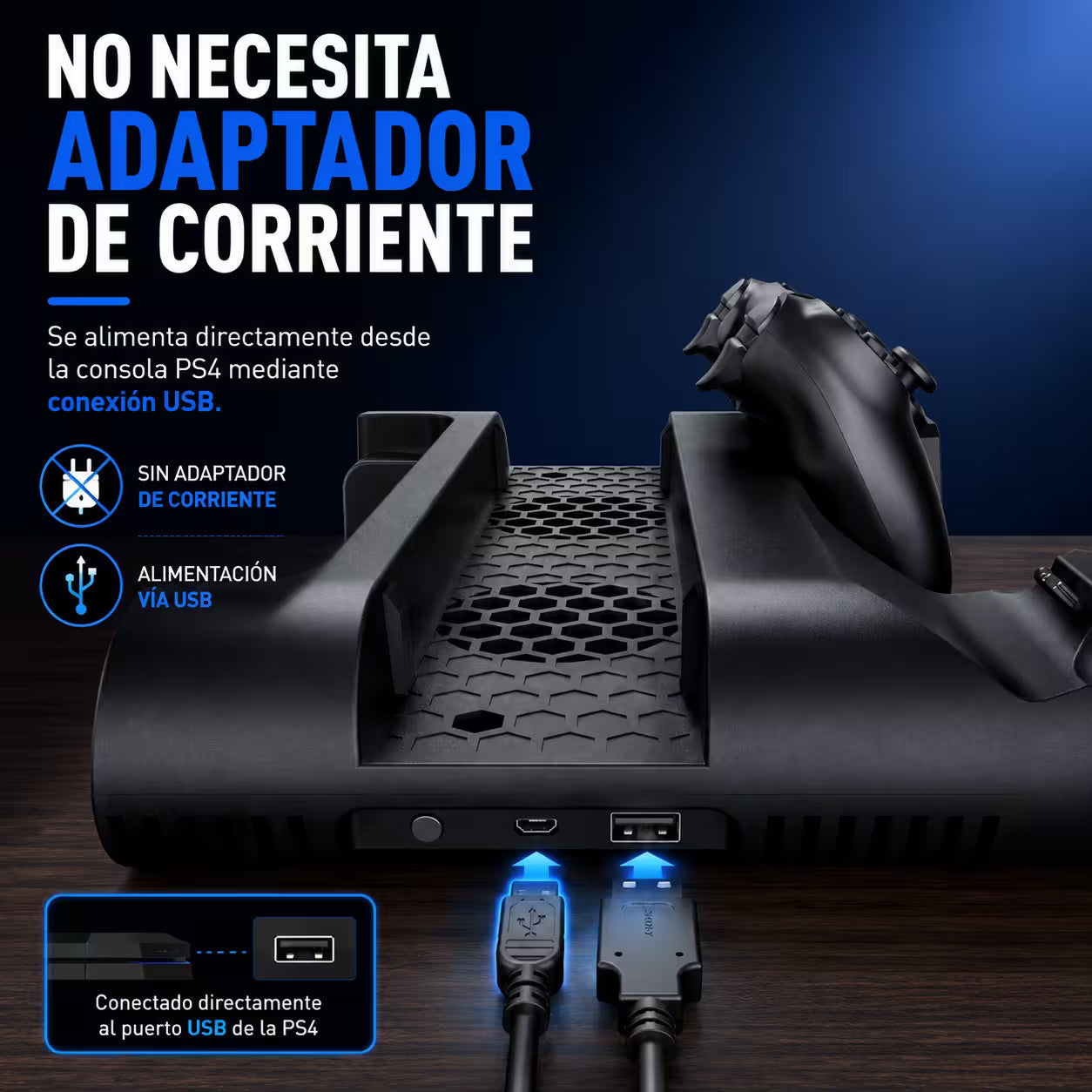 Base Cargadora y Refrigerante DOBE para PS4 | Ventilador + Carga Dual | PS4, Slim y Pro