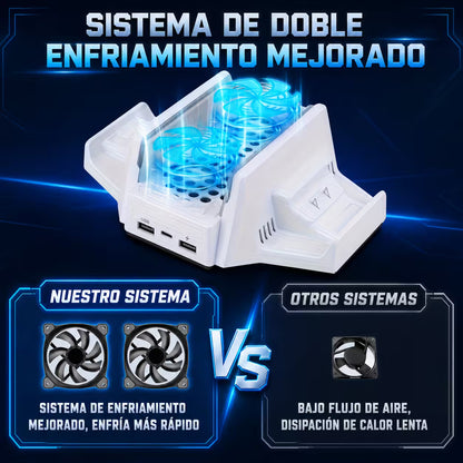 Base Vertical Multifuncional DOBE para Xbox Series S — RGB, Carga Dual y Refrigeración