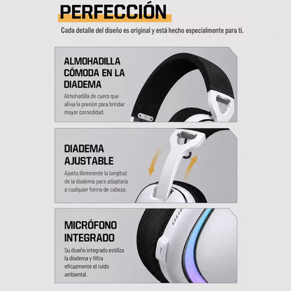 Audífonos Gamer Inalámbricos Onikuma GT805 Blanca| 4 en 1 | Mic Oculto ENC | 60H Batería | PS5, PC, Switch, Móvil