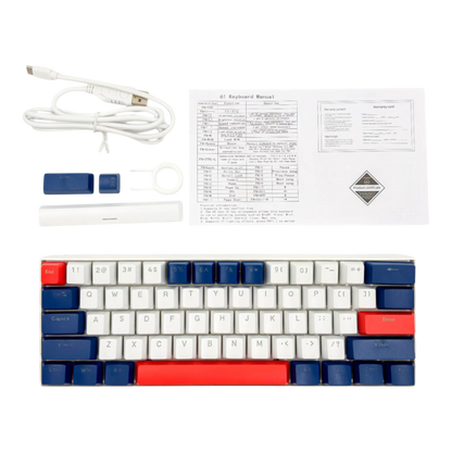 Teclado mecánico para juegos T-Wolf T60 60% RGB con cable BLANCO- AZUL