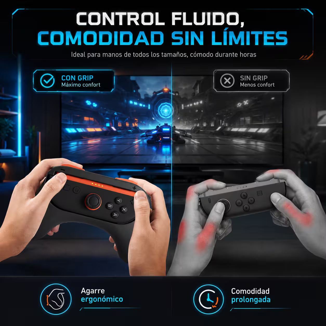 Grip Ergonómico para Joy-Con Nintendo Switch 2 – Par L+R Controller Grip
