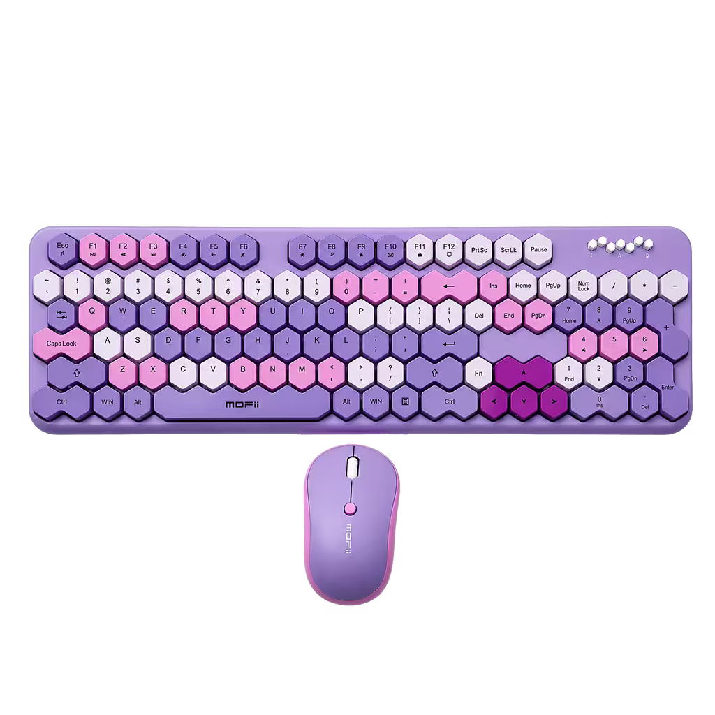 Combo Teclado y Mouse MOFII Honey — Morado | Inalámbrico 2.4G 1200 DPI Membrana