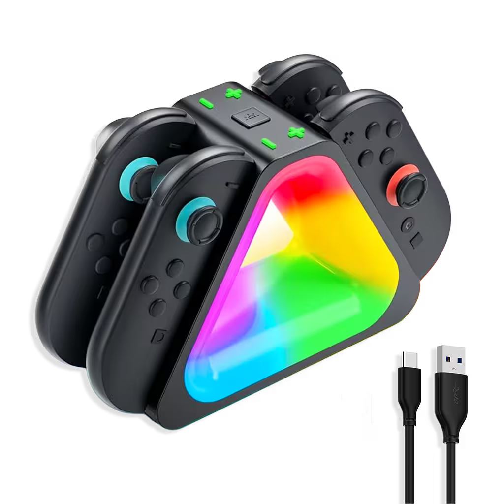Base de Carga Joy-Con 4en1 RGB Nintendo Switch 2 – Charging Dock Triangular | USB-C