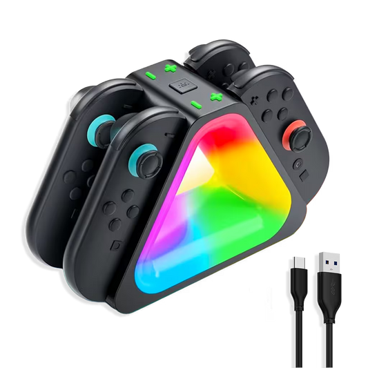 Base de Carga Joy-Con 4en1 RGB Nintendo Switch 2 – Charging Dock Triangular | USB-C