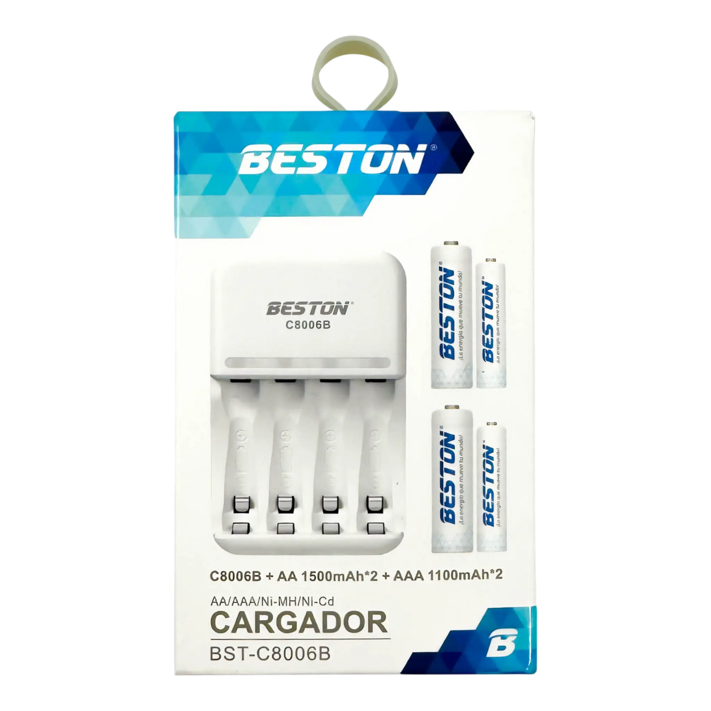 CARGADOR PILAS AAx4 RANURAS (INCLUYE 4 PILAS RECARGABLES DE 1500mAh)