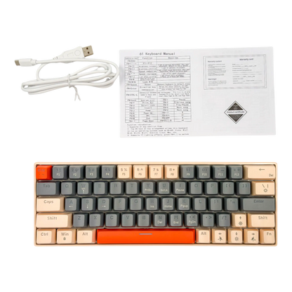 Teclado mecánico para juegos T-Wolf T60 60% RGB con cable GRIS-HABANO
