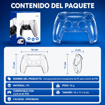 Carcasa Protectora Rígida Acrílico Control PS5 DualSense | Transparente Anti-Rañaduras