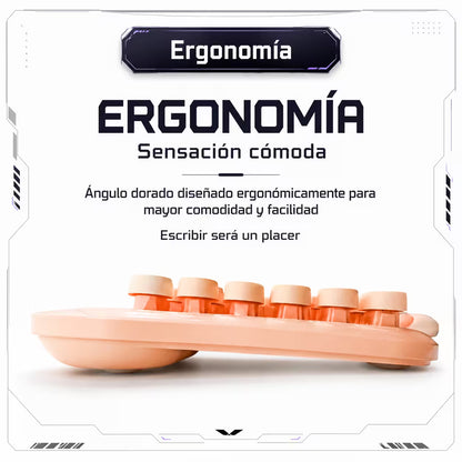 Combo Teclado y Mouse Inalámbrico Ergonómico AOAS AS-212 Nude Pastel – 84 Teclas | DPI Ajustable | 2.4G | Para Ellas