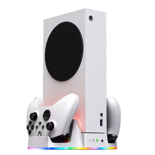 Base Vertical Multifuncional DOBE para Xbox Series S — RGB, Carga Dual y Refrigeración