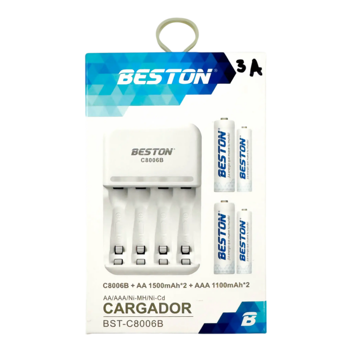 CARGADOR PILAS AAAx4 RANURAS (INCLUYE 4 PILAS RECARGABLES DE 1100mAh)
