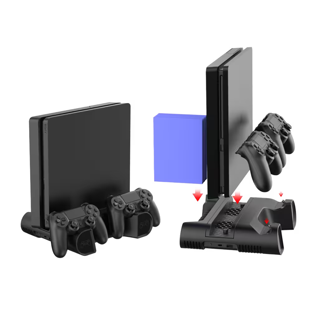 Base Cargadora y Refrigerante DOBE para PS4 | Ventilador + Carga Dual | PS4, Slim y Pro