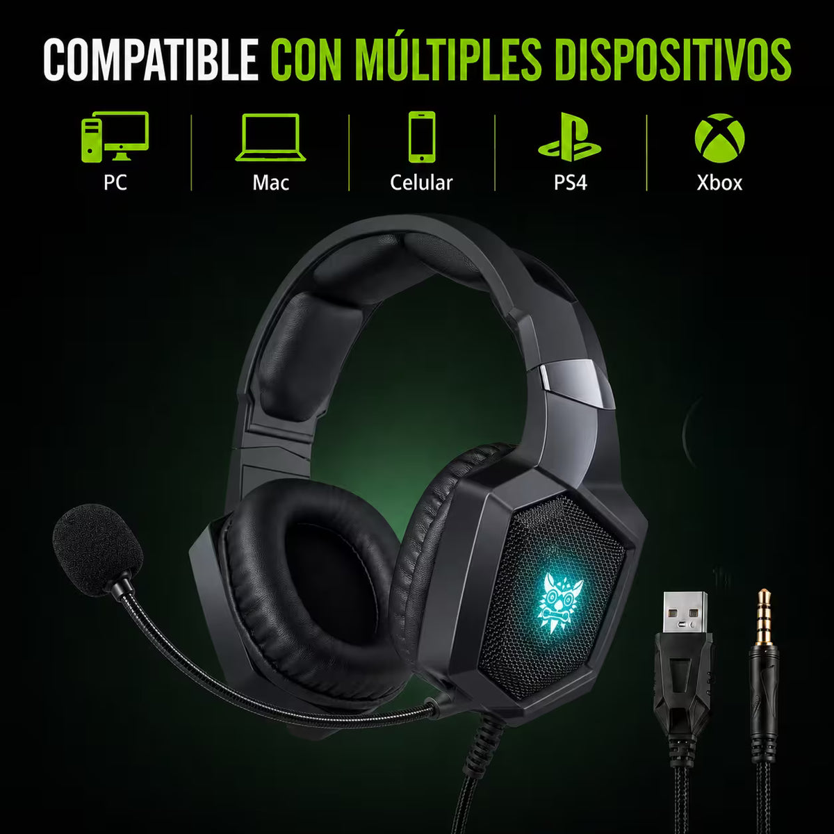 Diadema Gamer ONIKUMA K8 LED RGB Negra - Micrófono 360° - vista 10 diadema gamer audífonos