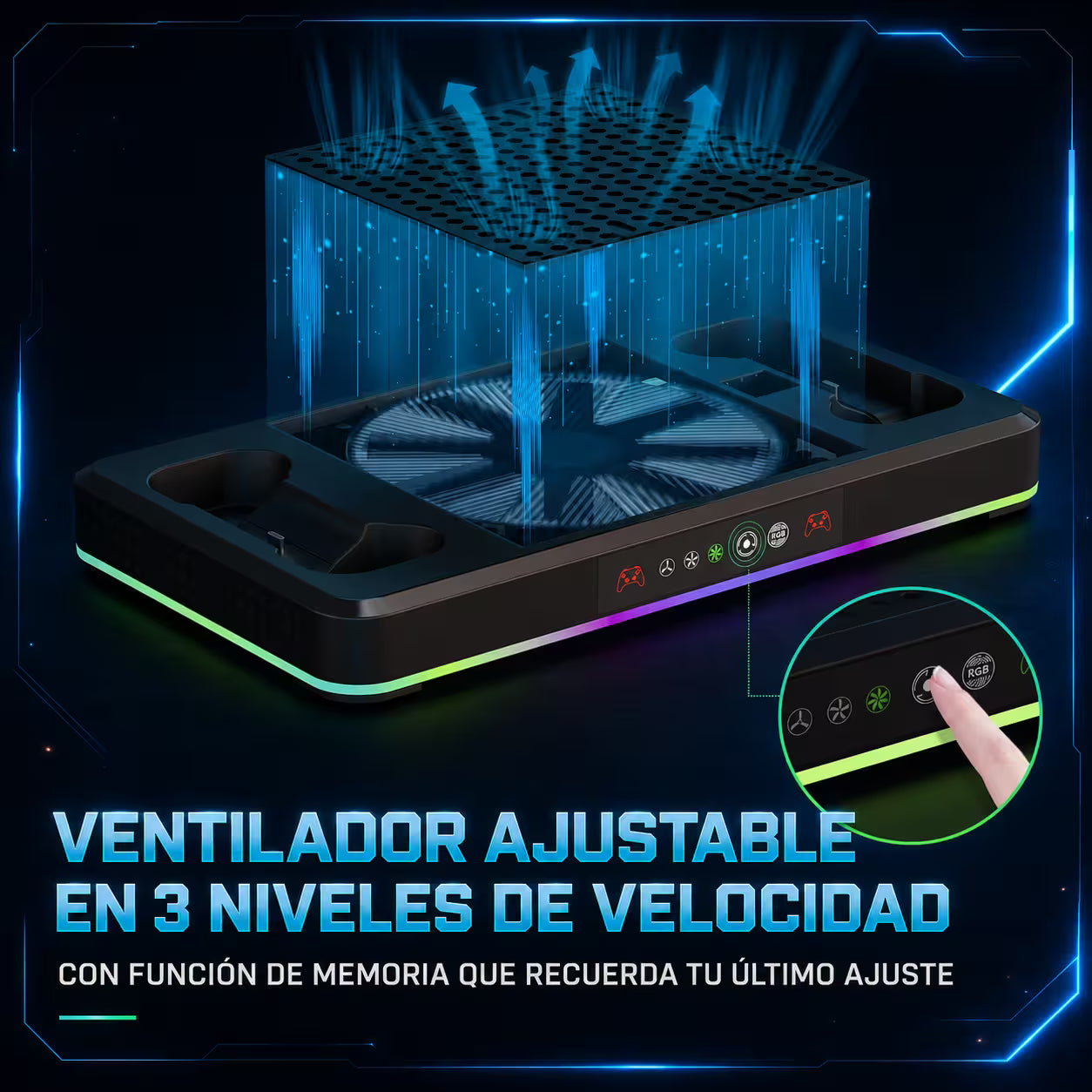 Base Refrigerante Multifuncional DOBE Xbox Series X/S | RGB Carga Dual Organización