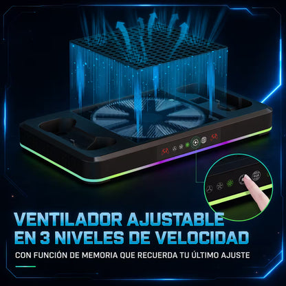 Base Refrigerante Multifuncional DOBE Xbox Series X/S | RGB Carga Dual Organización
