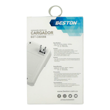 CARGADOR PILAS AAx4 RANURAS (INCLUYE 4 PILAS RECARGABLES DE 1500mAh)