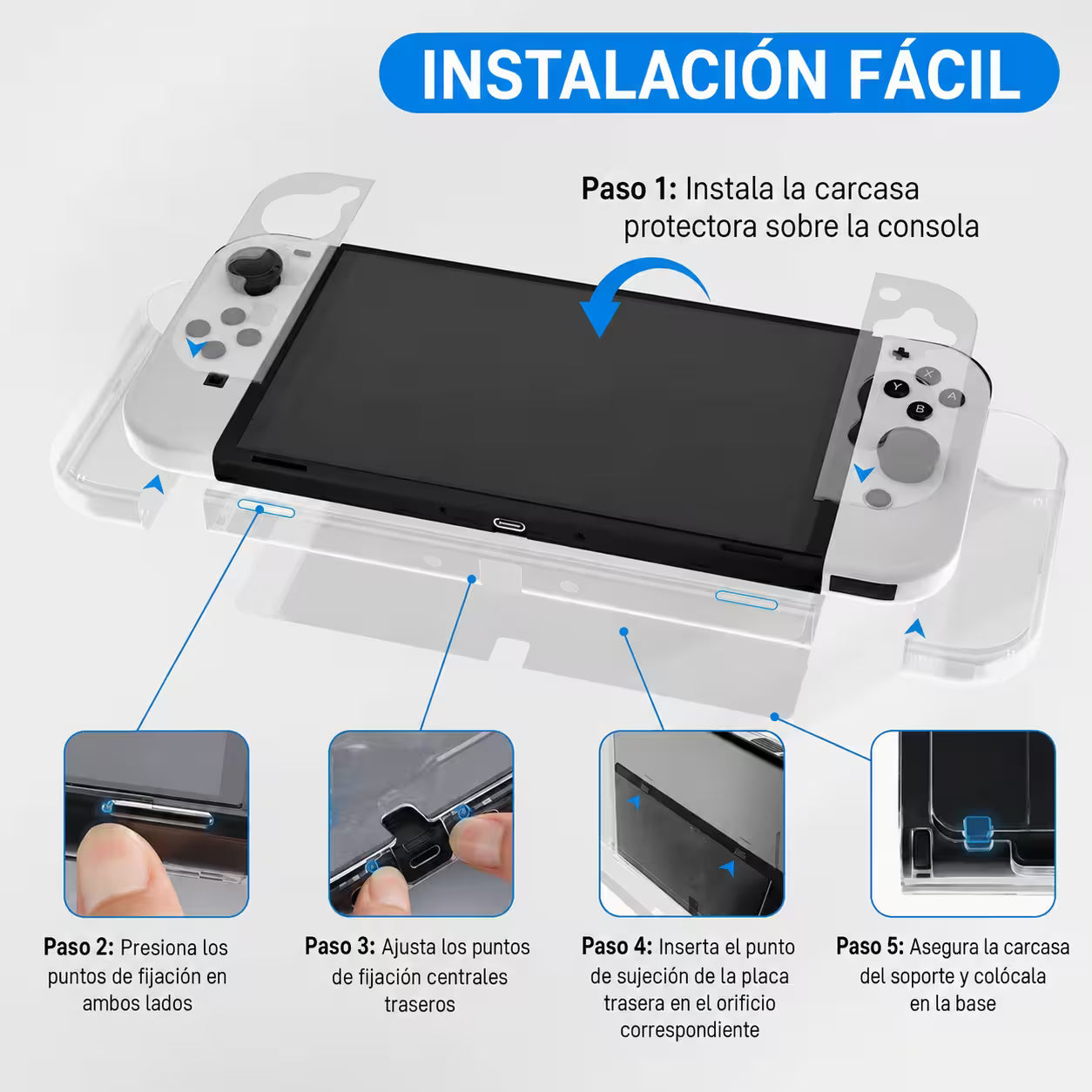 Funda Acrílica Transparente Nintendo Switch OLED - vista 3 funda protector