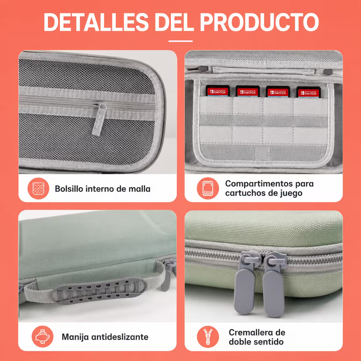 Estuche de Transporte Nintendo Switch 2 | Semirrígido Degradado Verde