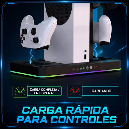 Base Refrigerante Multifuncional DOBE Xbox Series X/S | RGB Carga Dual Organización