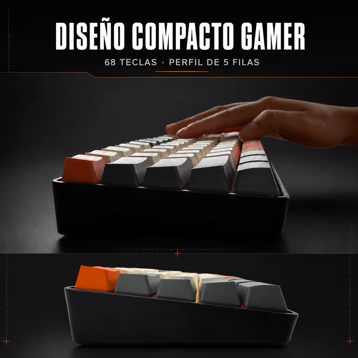 Teclado Membrana Compacto Weibo WB-333 – 68 Teclas | 18 Modos Luz Multicolor | USB-C Desmontable | Español con Ñ