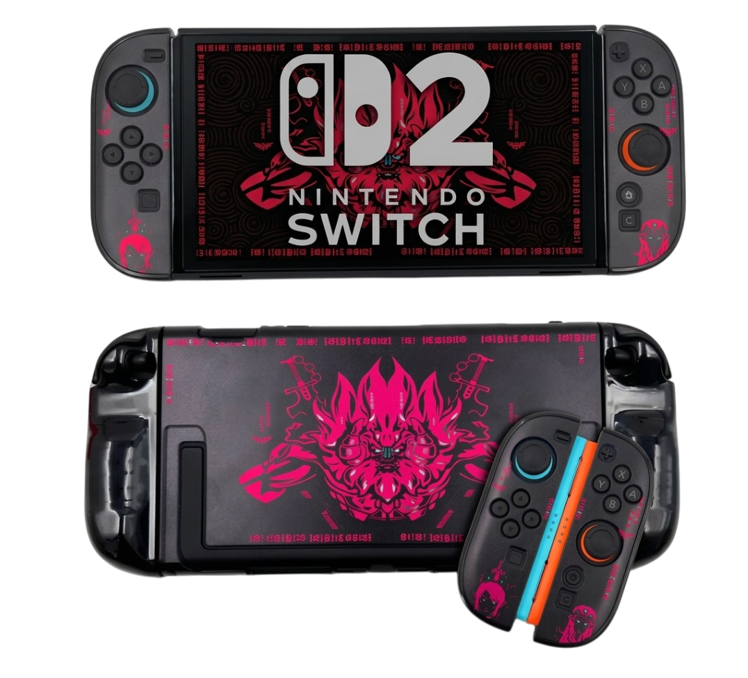 Carcasa Acrílica Nintendo Switch 2 – Zelda Dorado & Fucsia Neón | Split Design