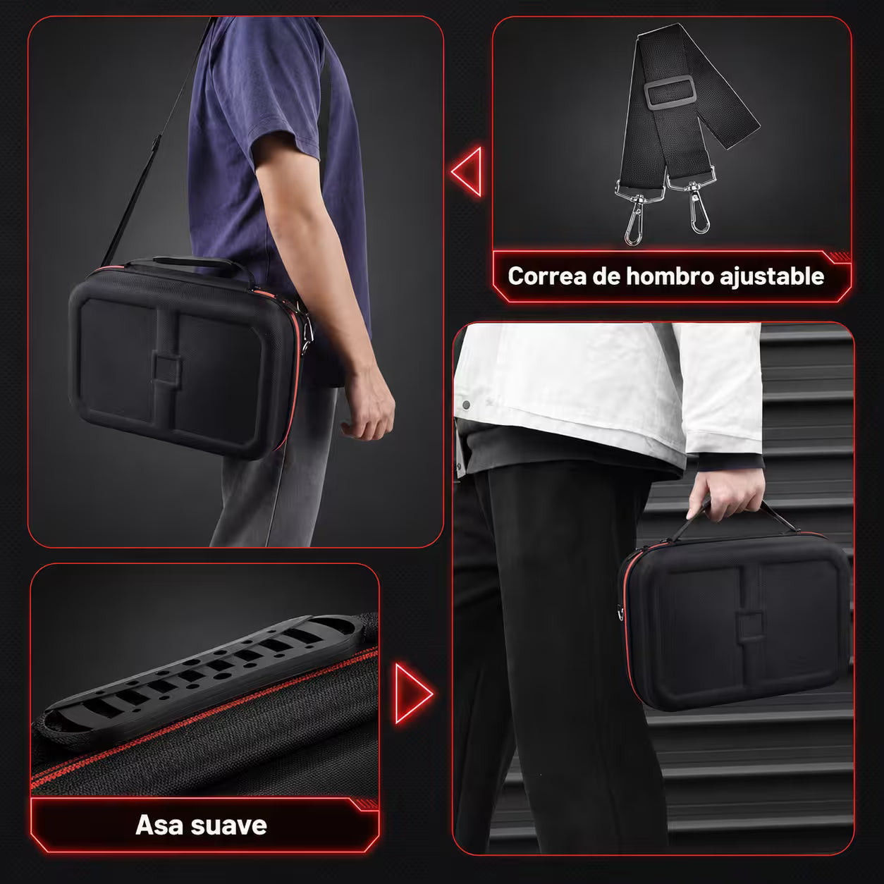 Maleta Viajera Nintendo Switch 1, OLED — Gran Almacenamiento | EVA + Nailon